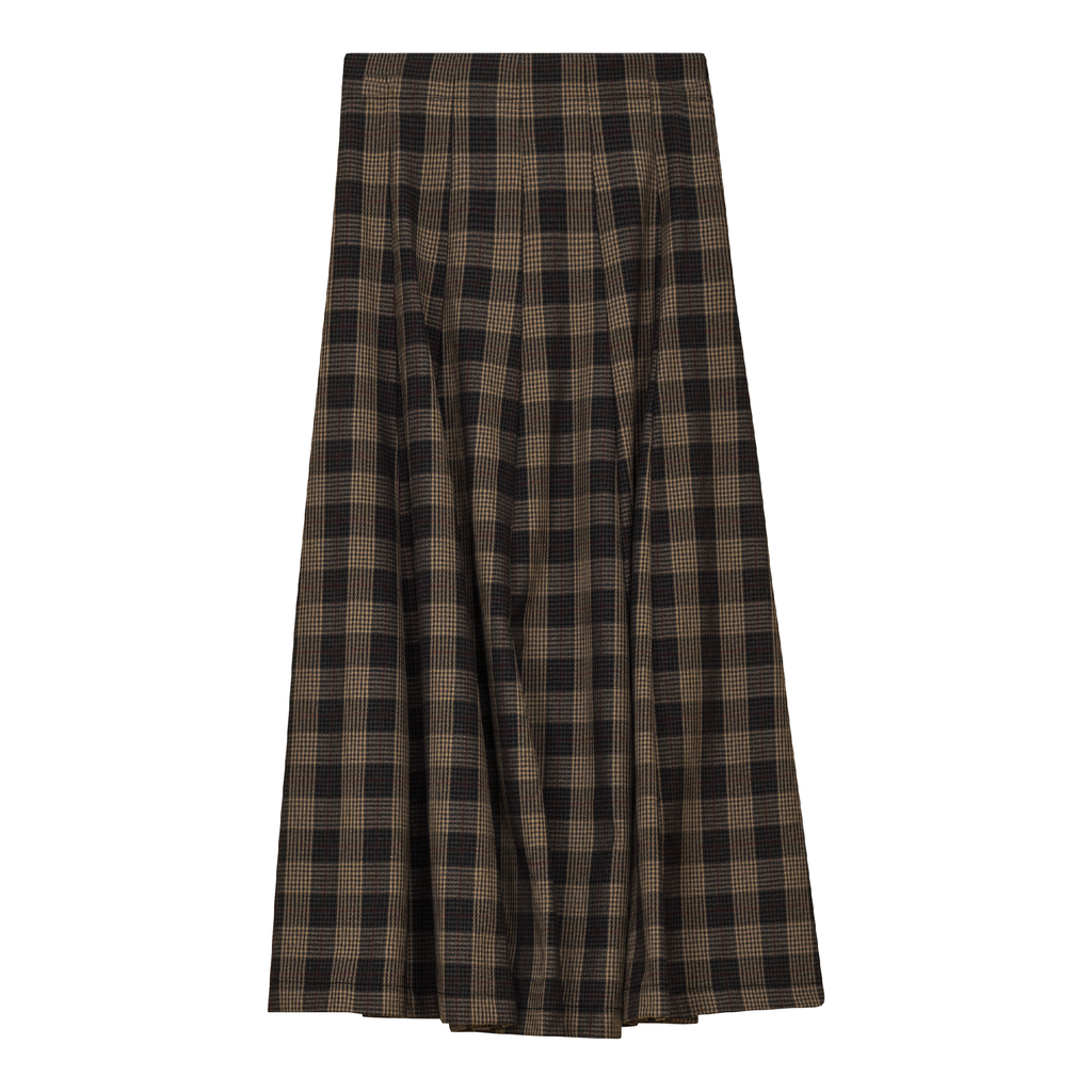 Paneled Midi Plaid Skirt
