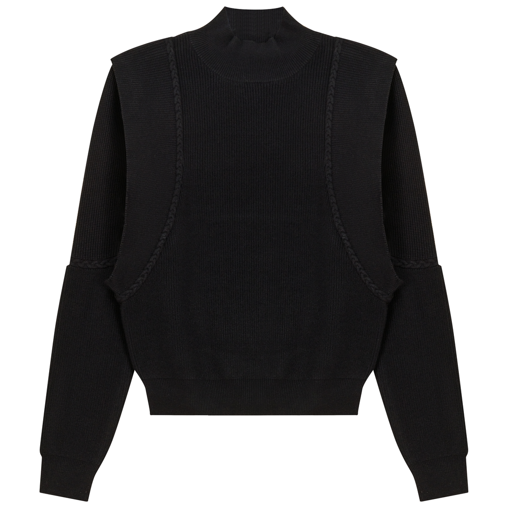 Mock Neck Vest Look Sweater