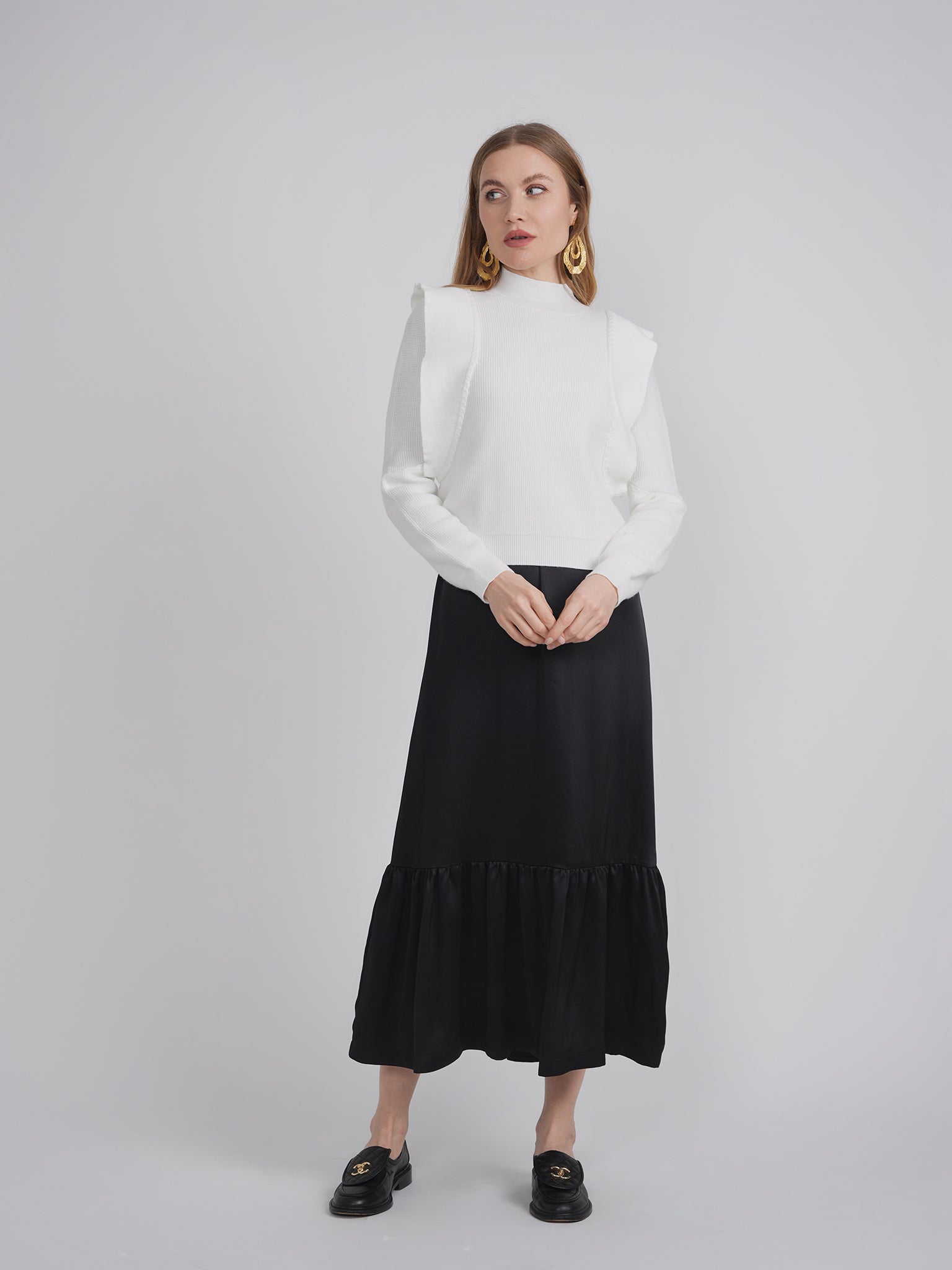 Mock Neck Vest Look Sweater