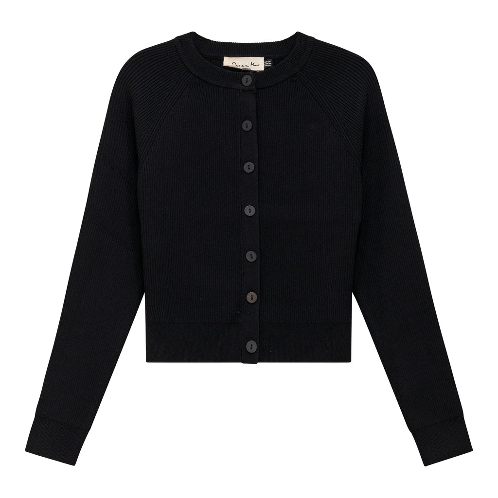 Cropped Ribbed Knit Cardigan