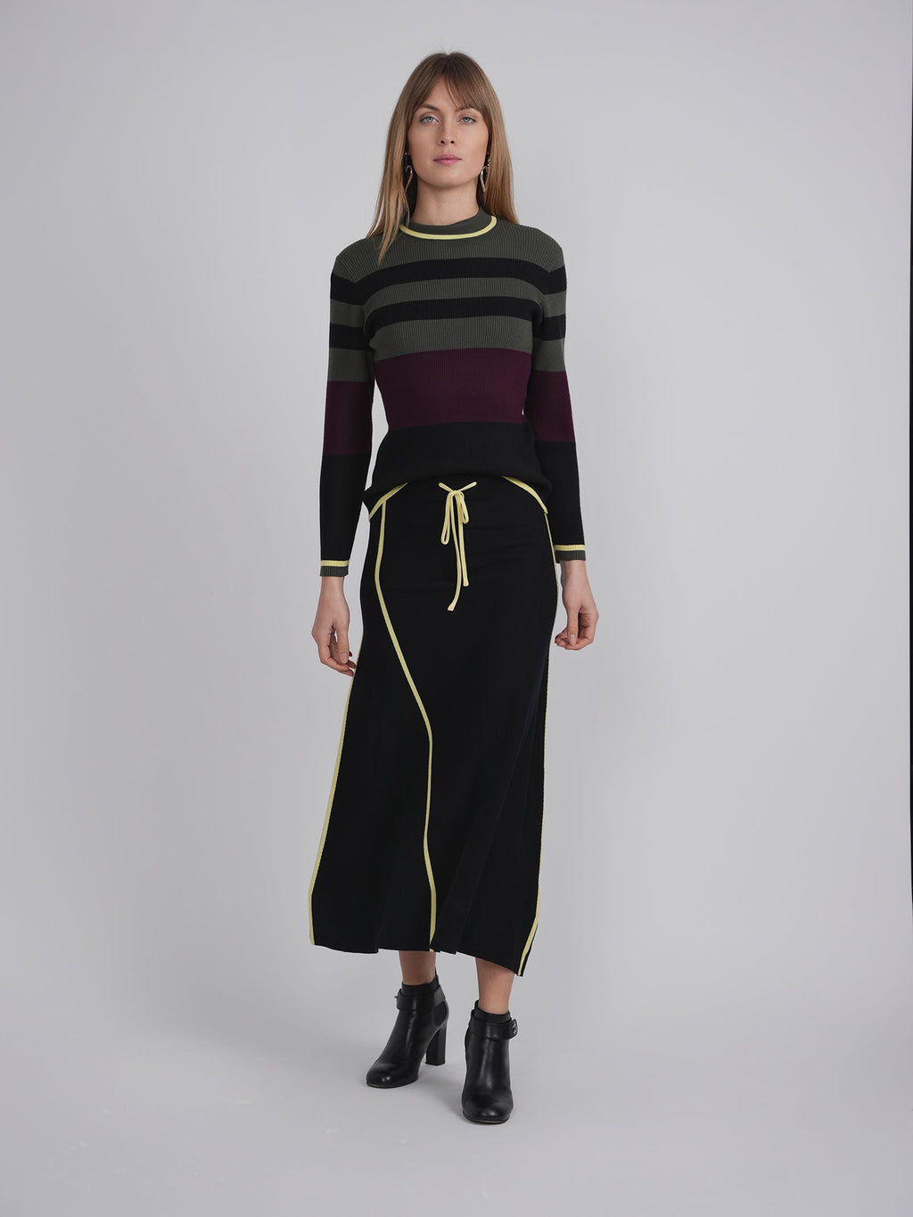 Striped Mock Neck Sweater
