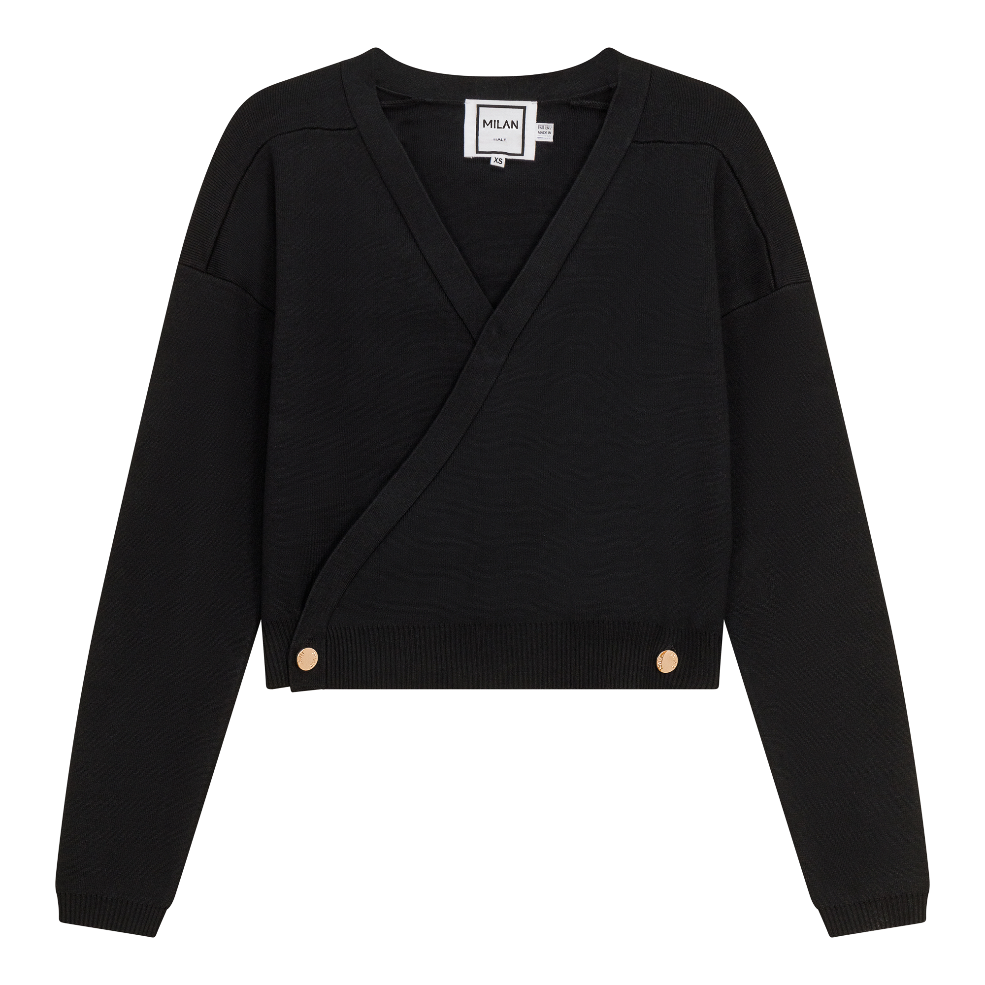 Cropped Double Breasted Wrap Sweater