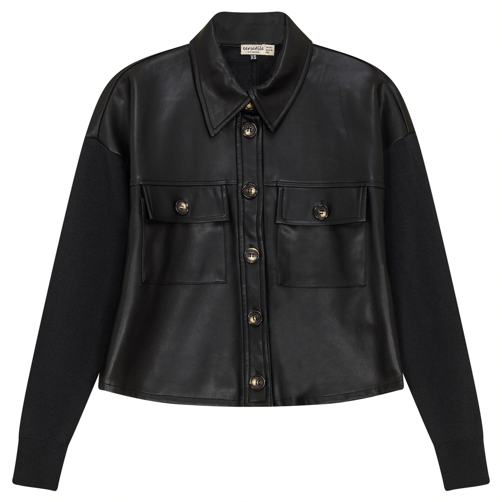 Cropped Leather Combo Jacket