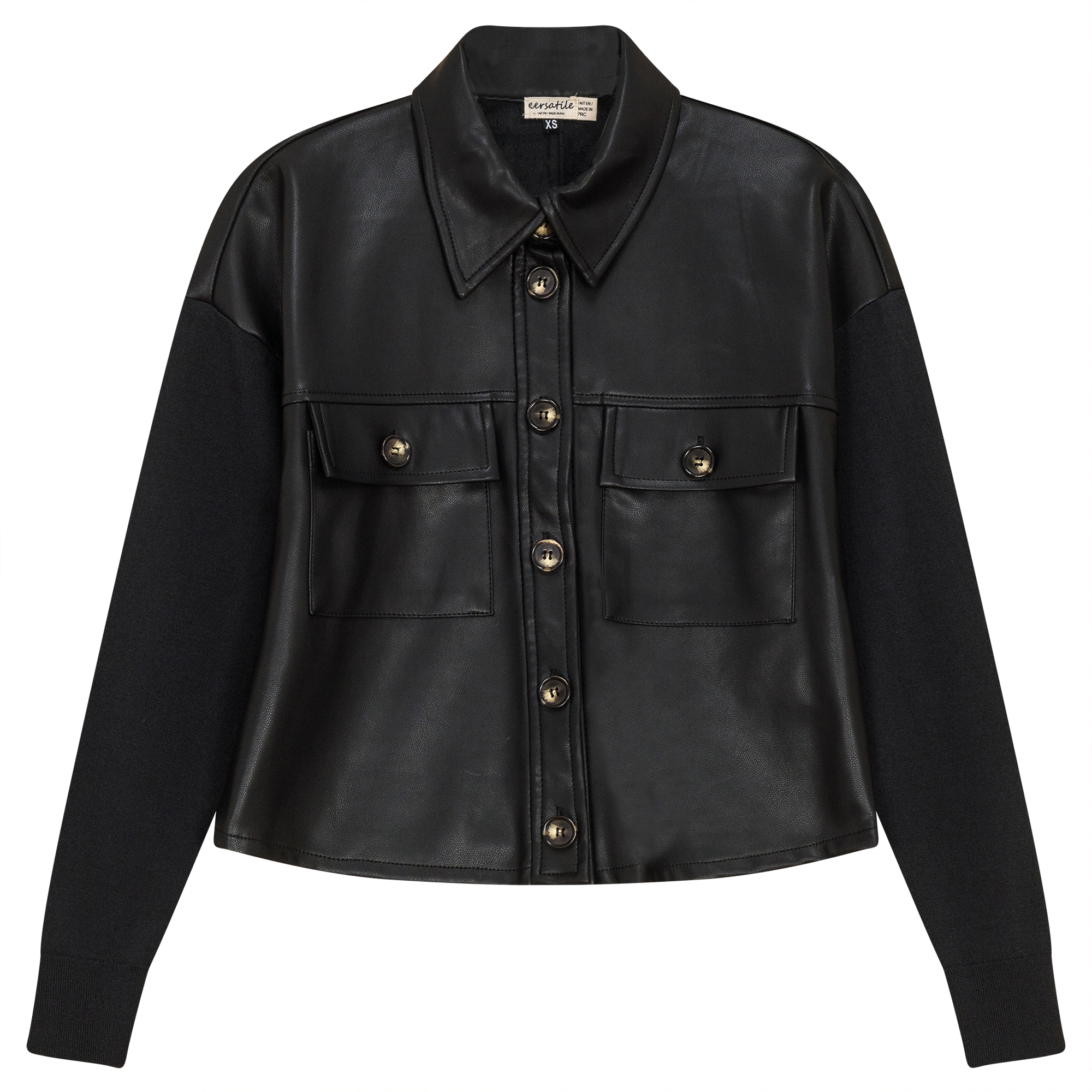 Cropped Leather Combo Jacket