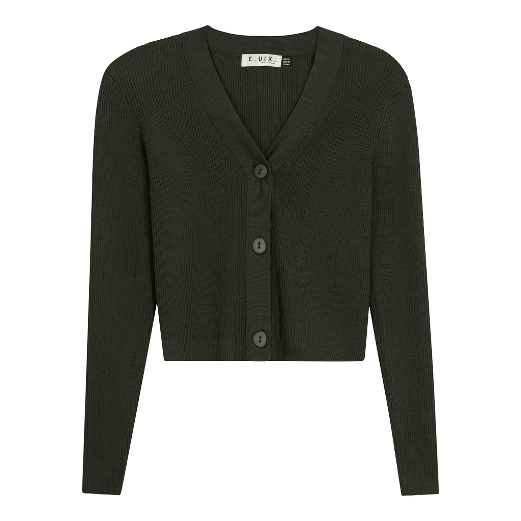 Cropped Ribbed Cardigan