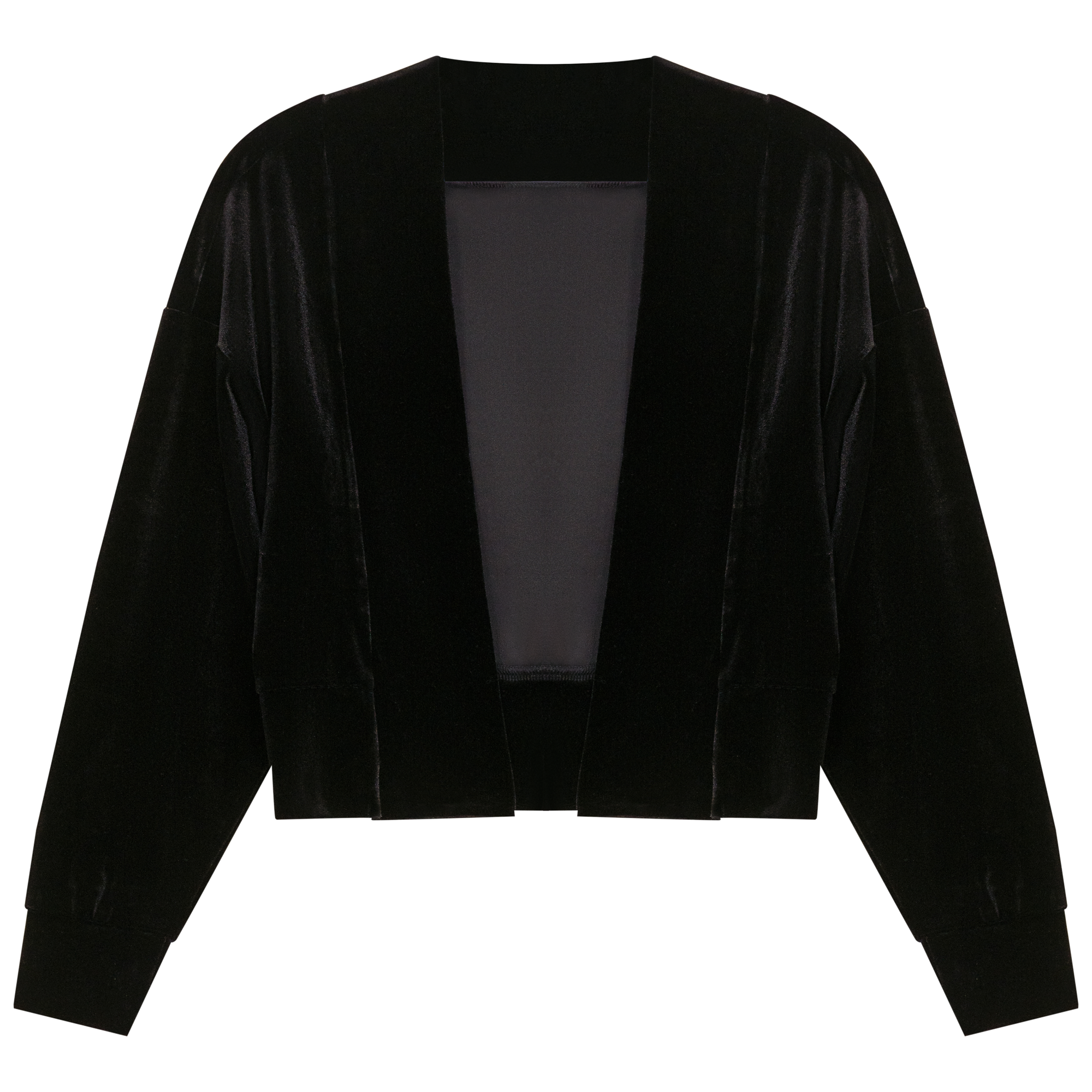 Cropped Velour Open Cardigan