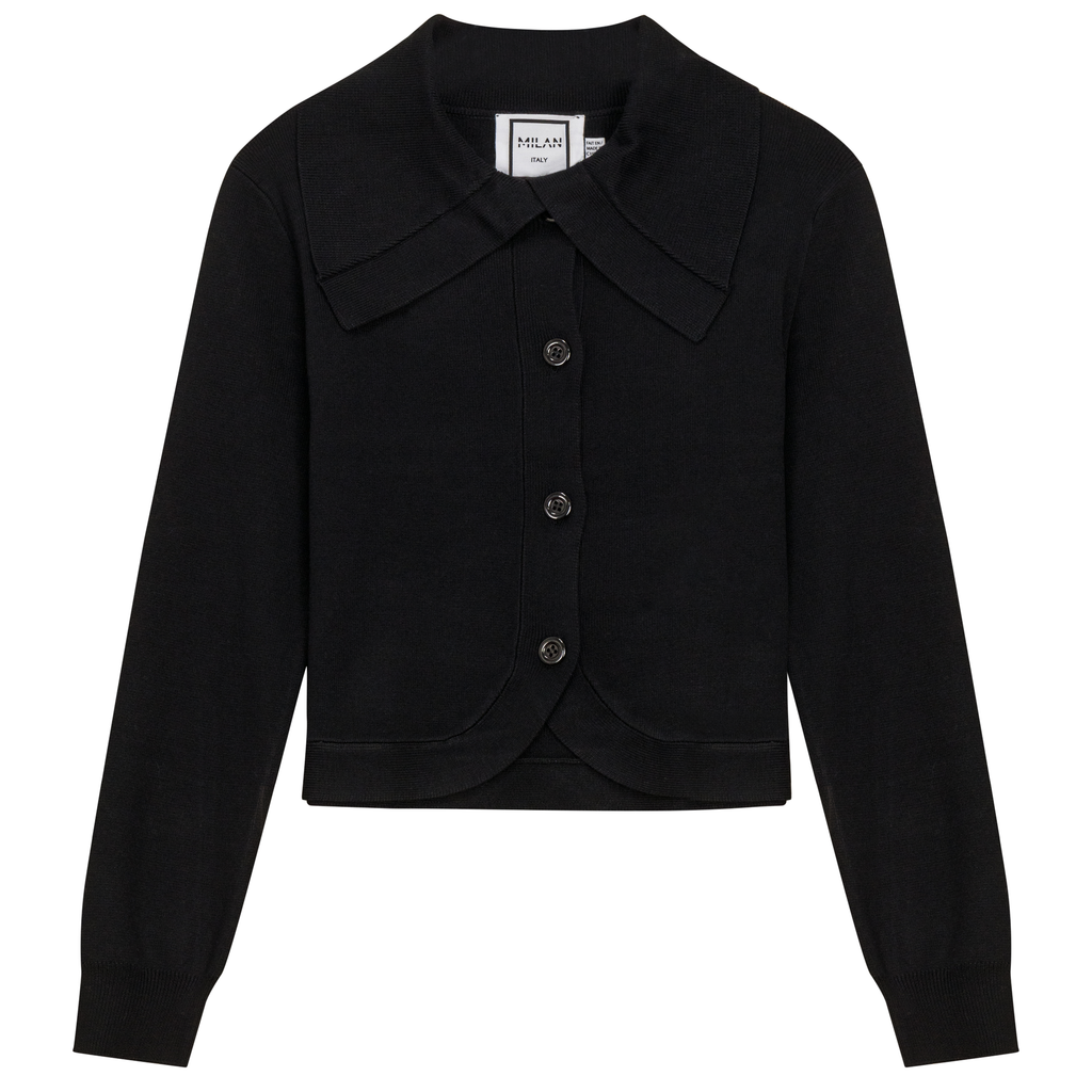 Cropped Knit Collar Cardigan