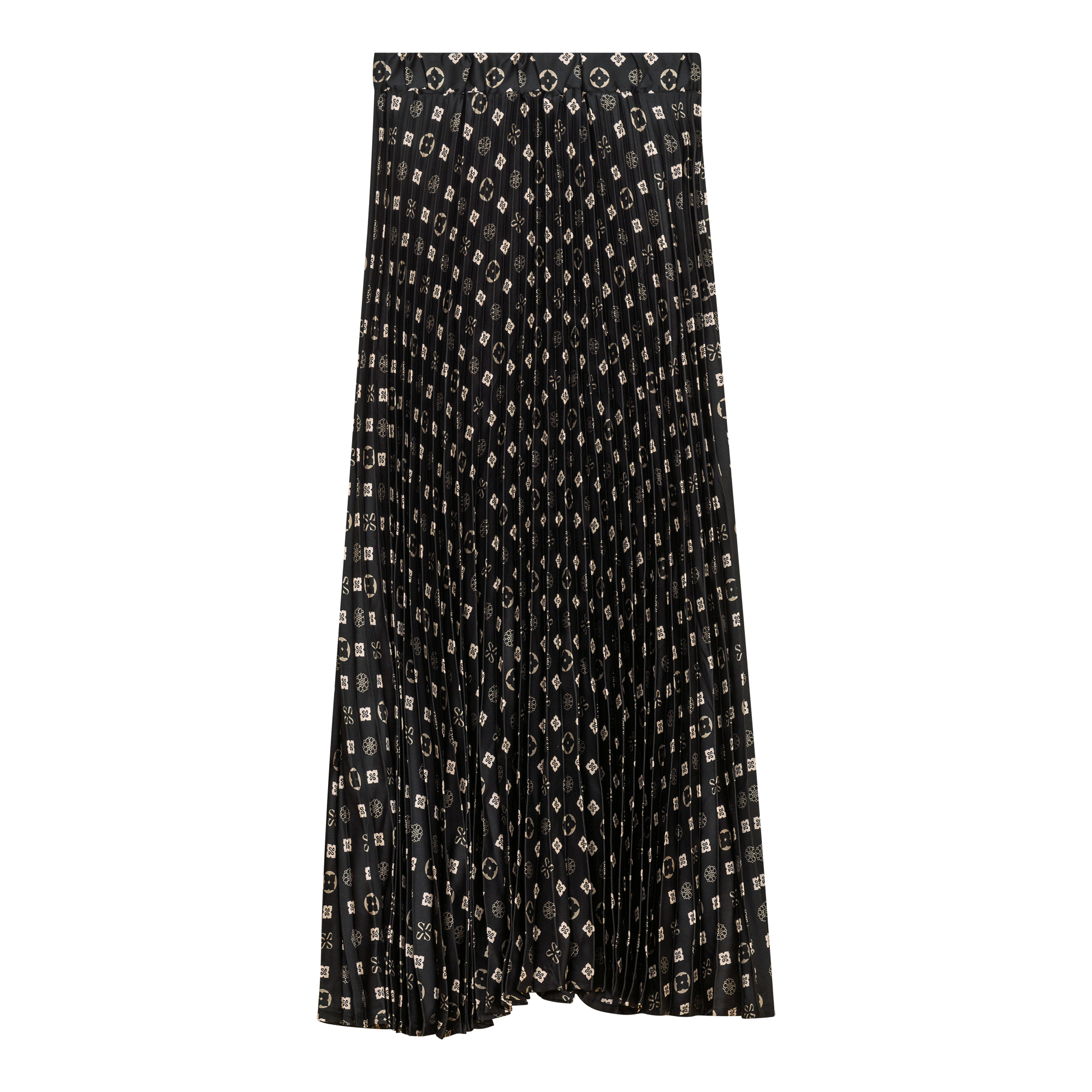 Accordian Pleated Abstract Midi Skirt