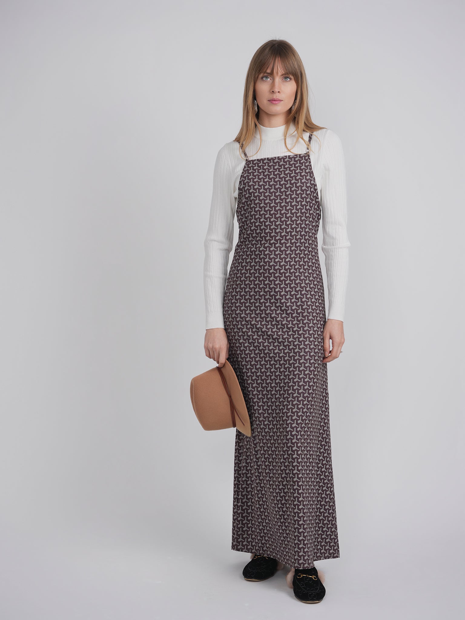 Printed Chiffon Maxi Slip Jumper