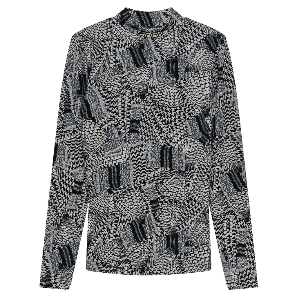 Printed Micro Mock Neck Tee