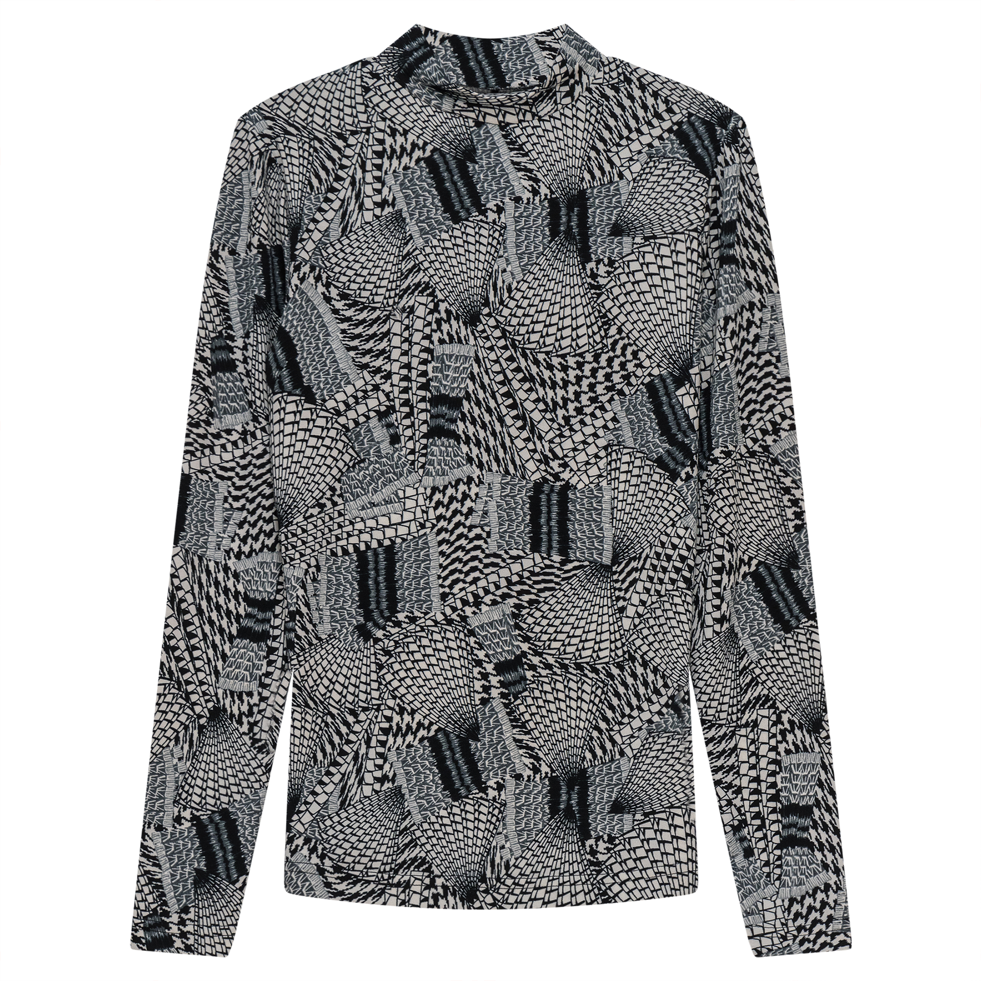Printed Micro Mock Neck Tee