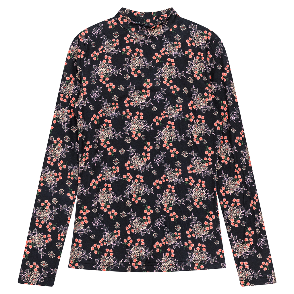 Printed Knit Mock Neck Tee