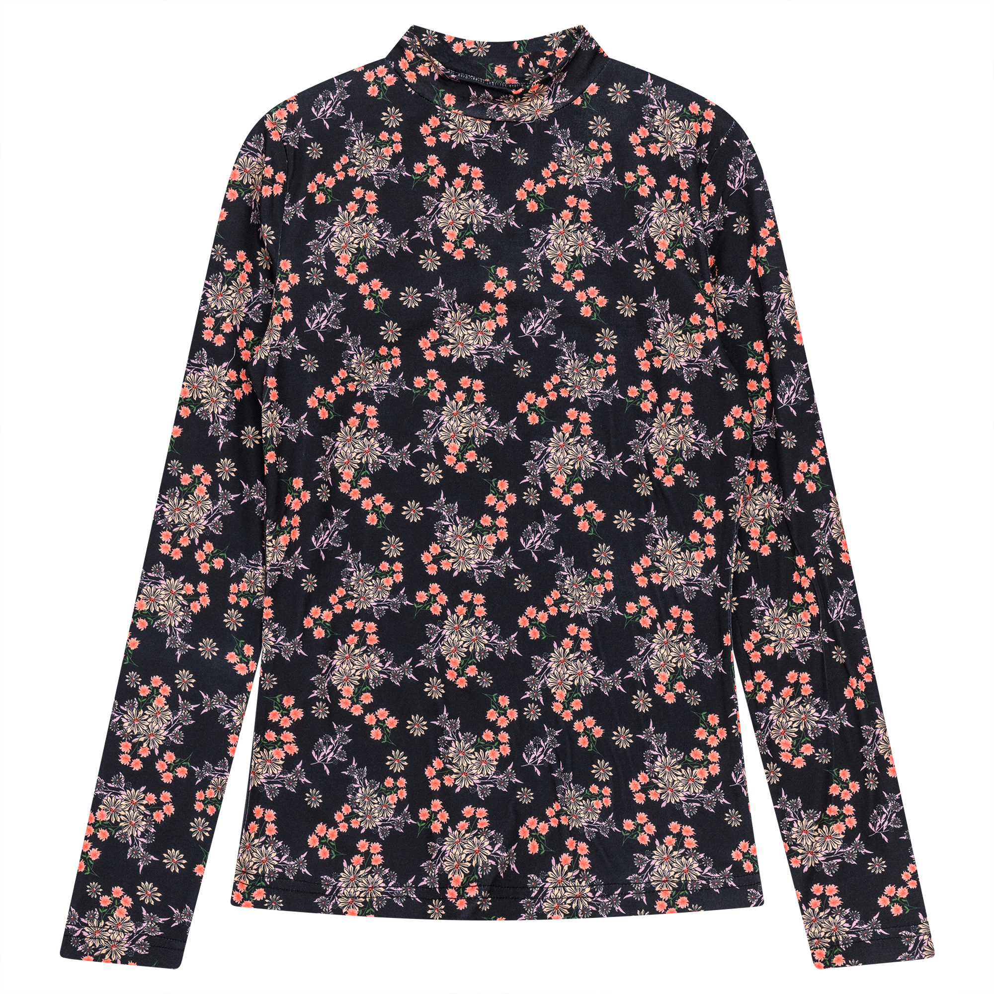 Printed Knit Mock Neck Tee