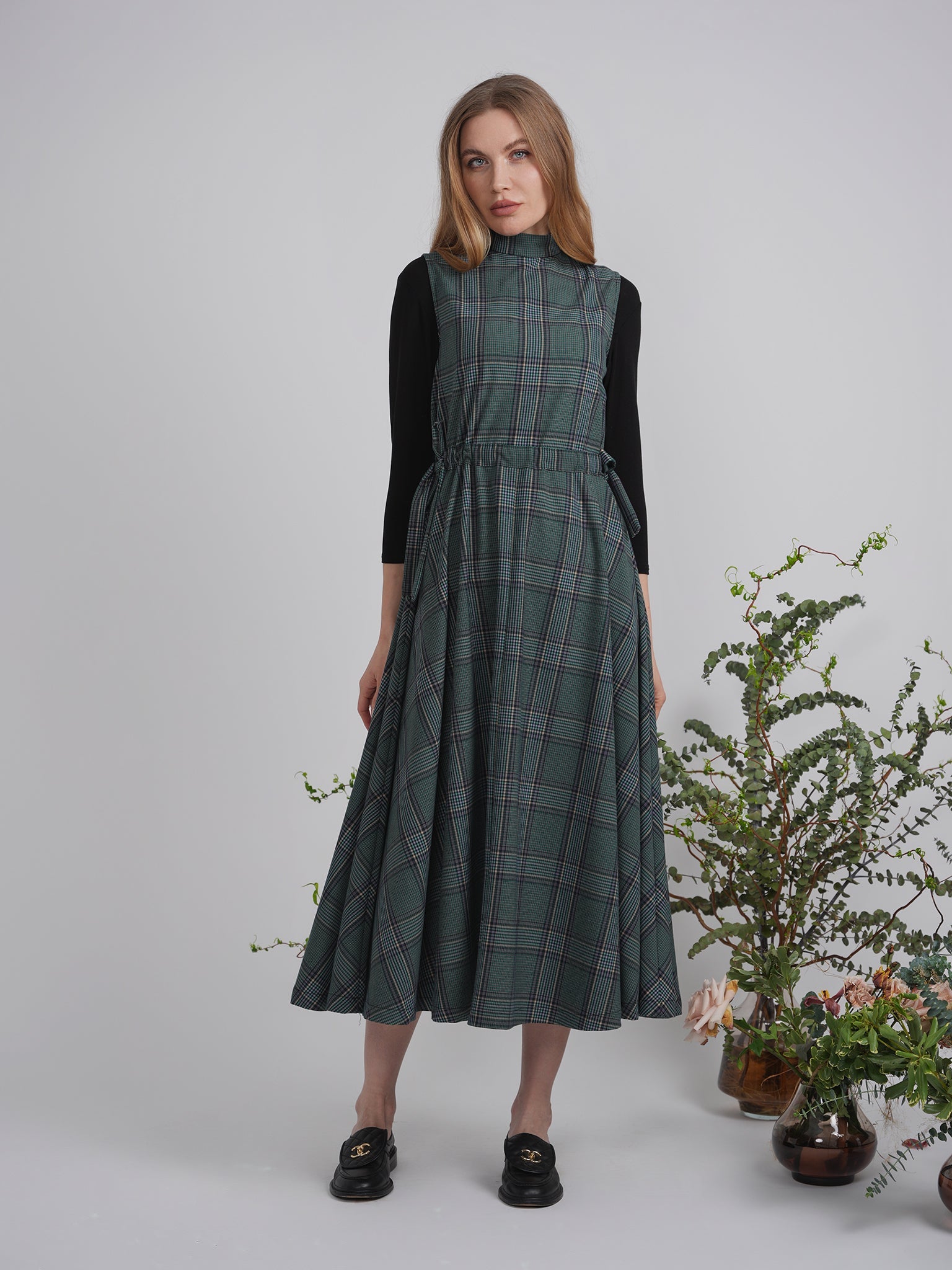 Plaid Belt Jumper