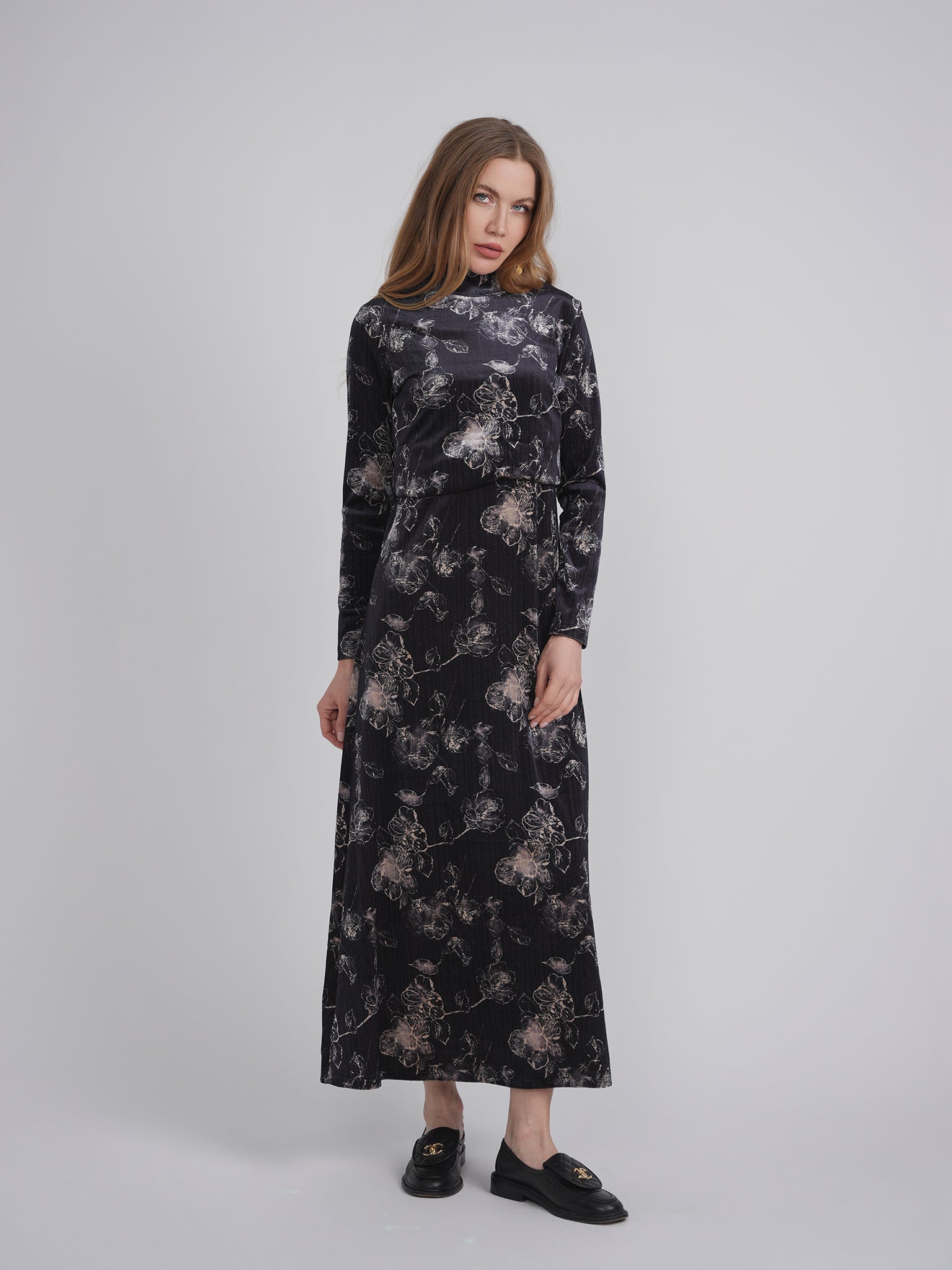 Printed Velour Maxi Jumper Set