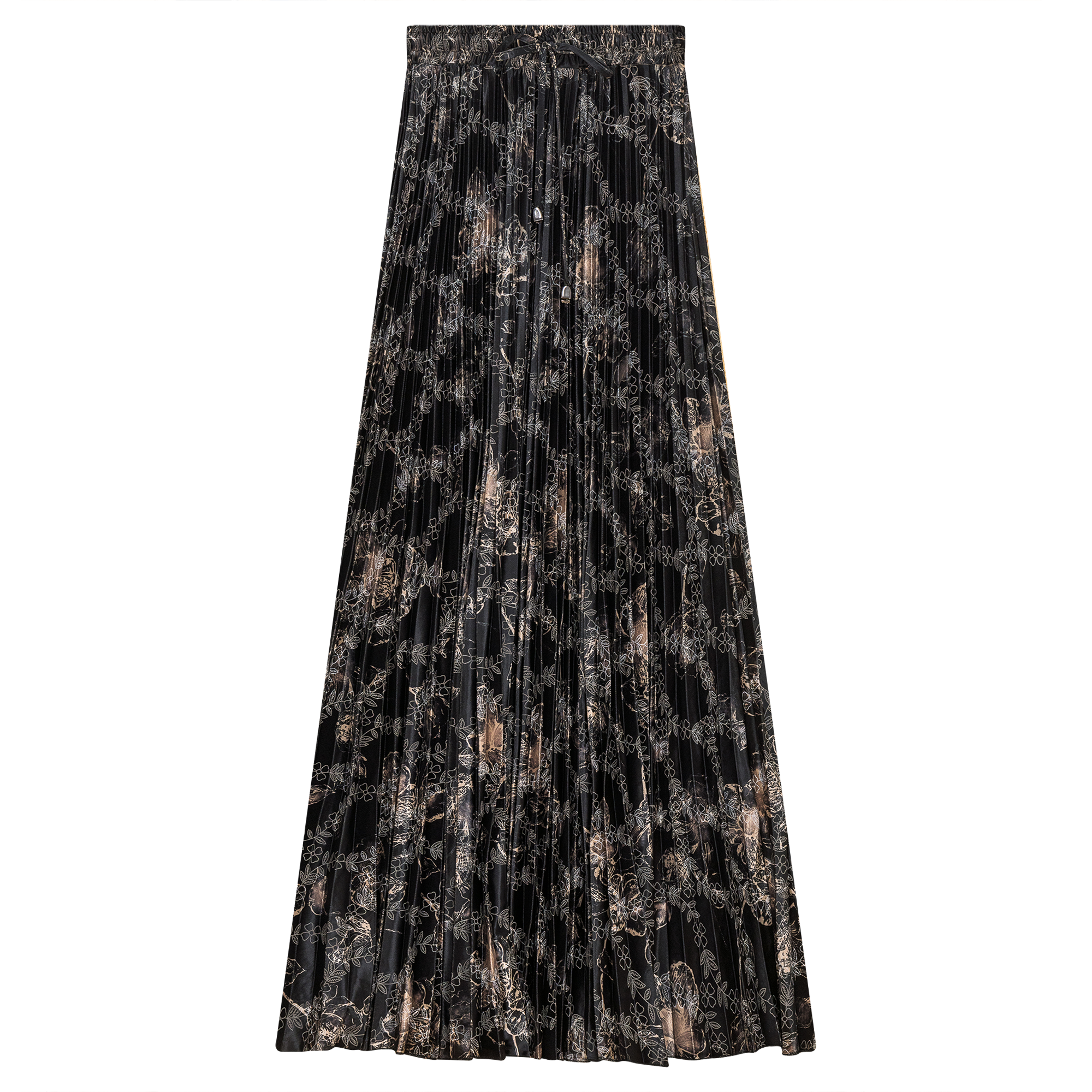 Flocked Velour Pleated Midi Skirt