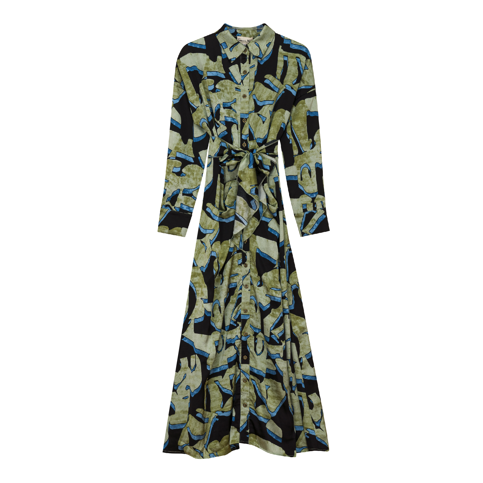 Printed Ruched Shirt Dress