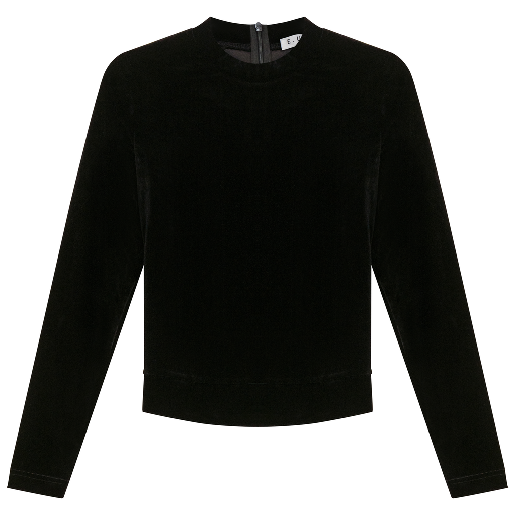 Velour Tie Mock Neck