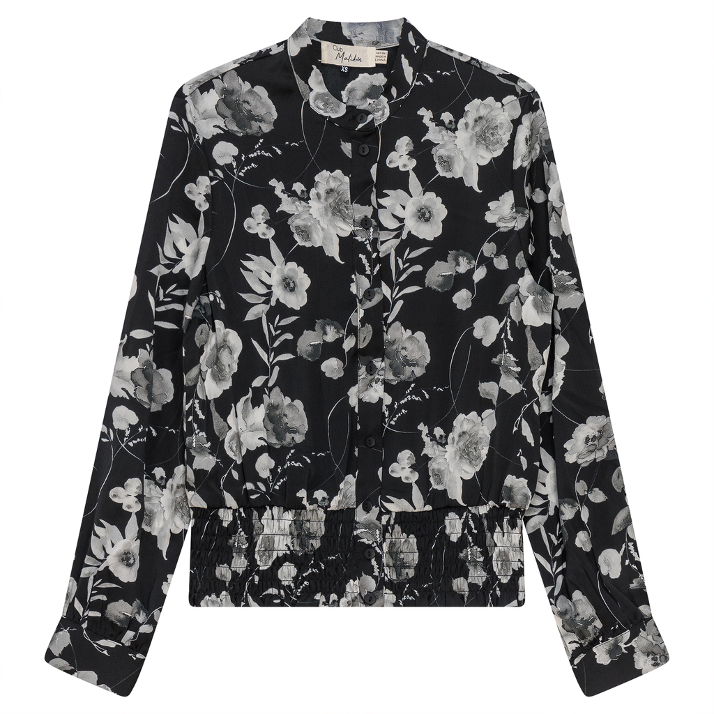 Printed satin Ruched Blouse