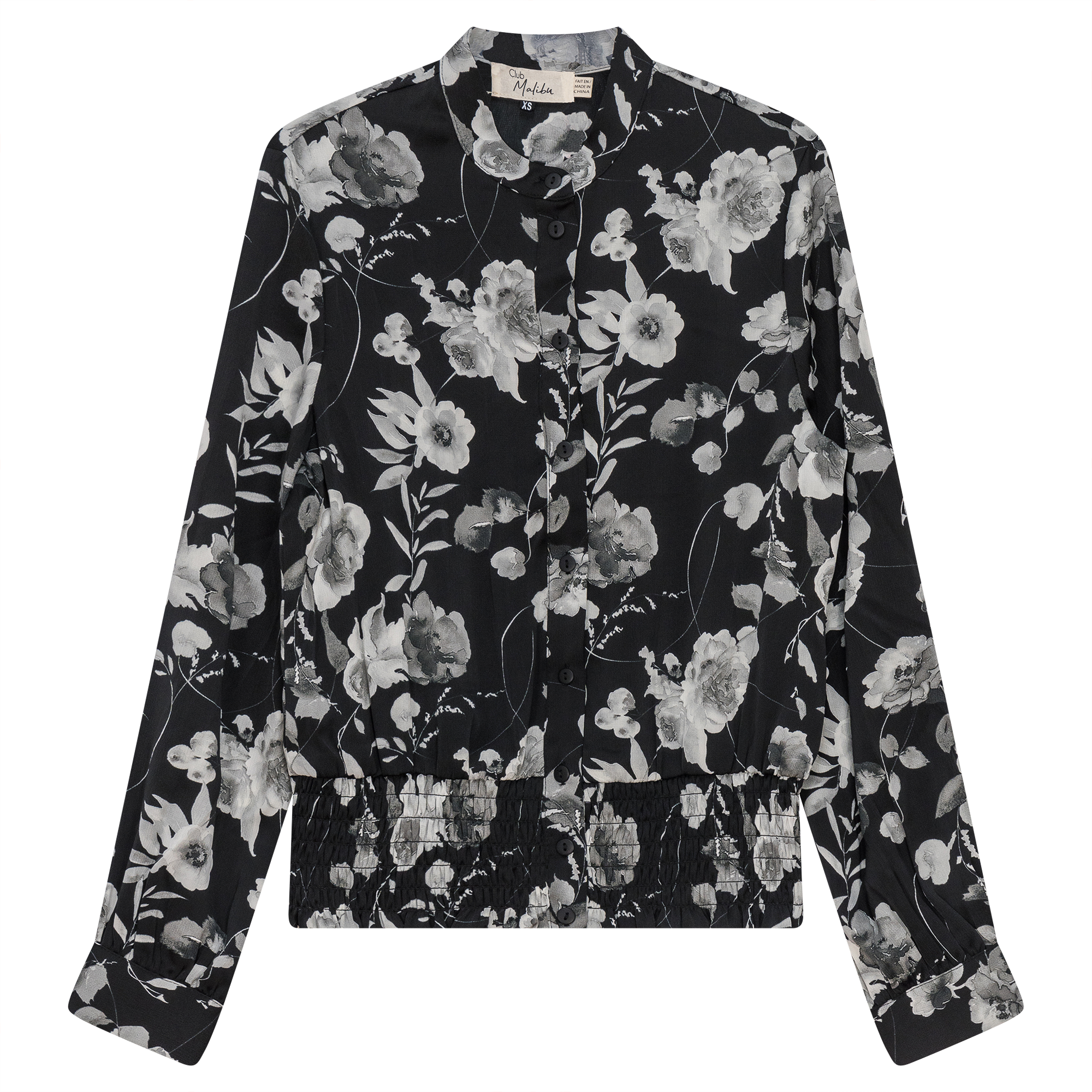 Printed satin Ruched Blouse