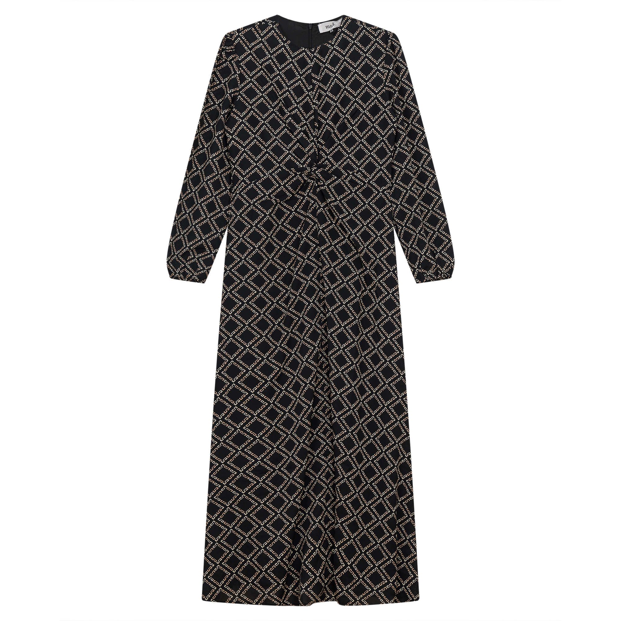 Knot Printed Satin Midi Dress