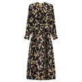 Satin Mosaic Pleated Midi Dress