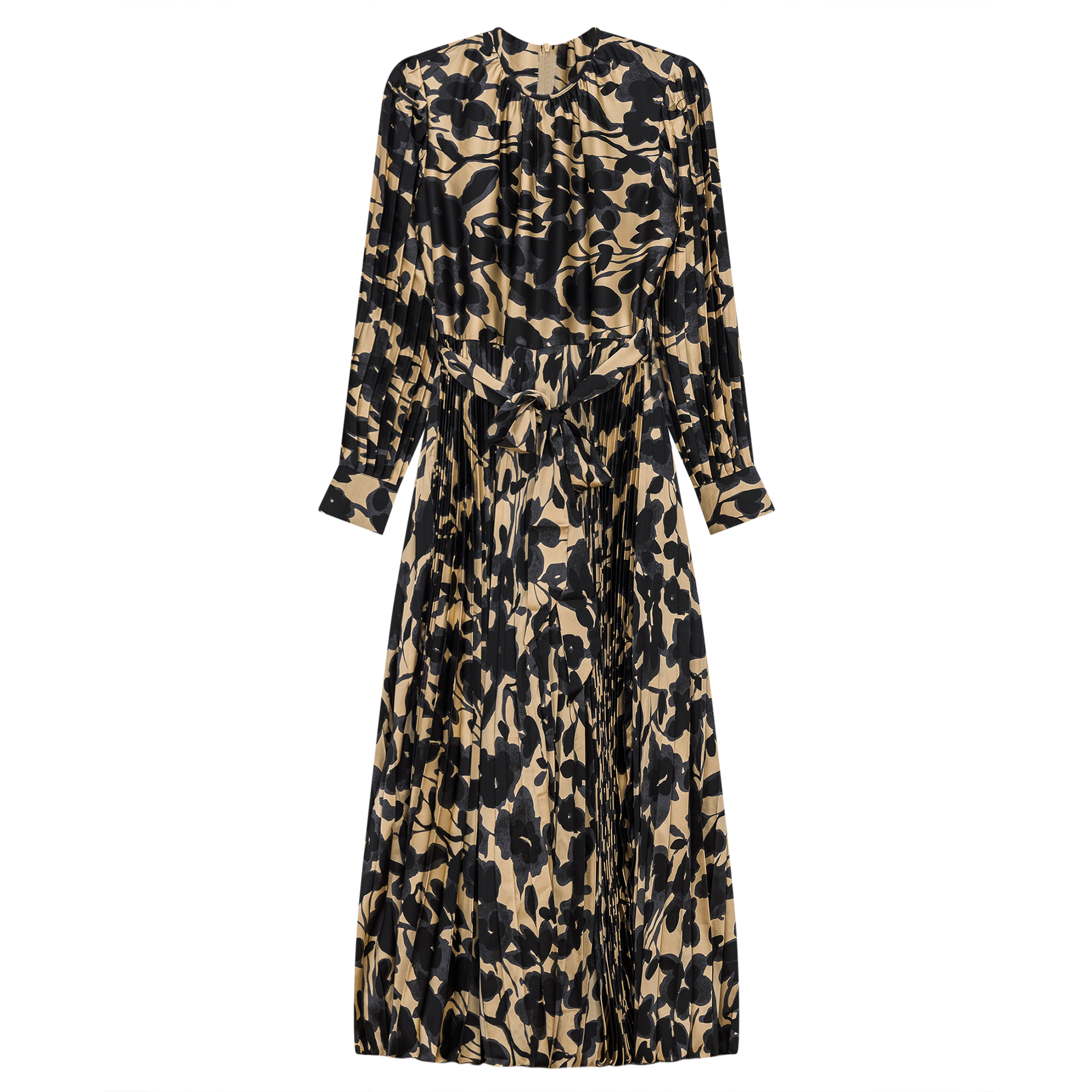 Satin Mosaic Pleated Midi Dress