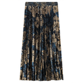 Flocked Velour Accordian Pleated Midi Skirt