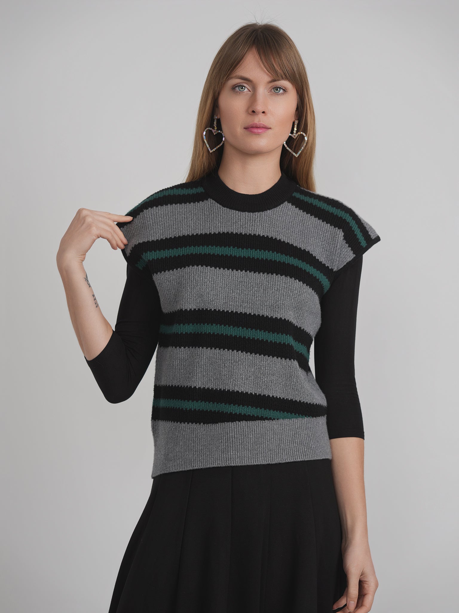 Stripe Knit Sweater Vest