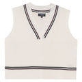 Rib Knit Vest With Contrast Stripes