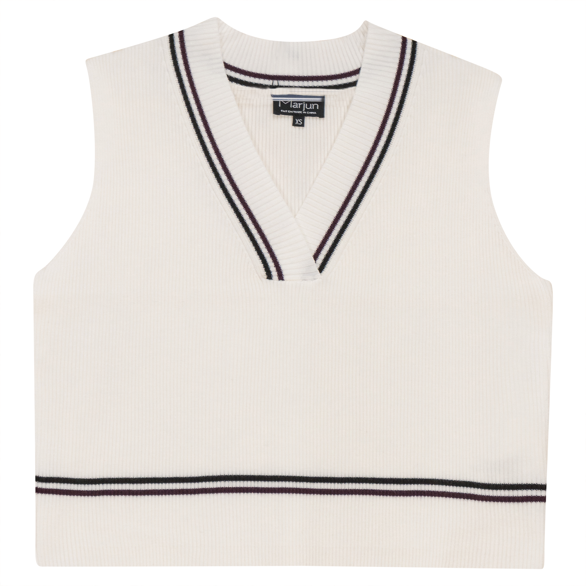 Rib Knit Vest With Contrast Stripes