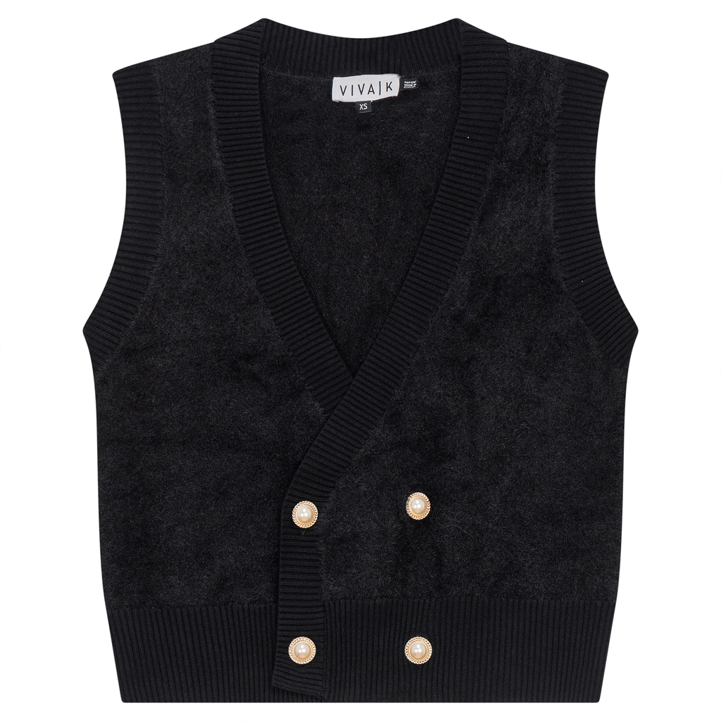 Double Breasted Mohair Sleeveless Cardigan