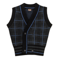 Knit Plaid Double Breasted Vest