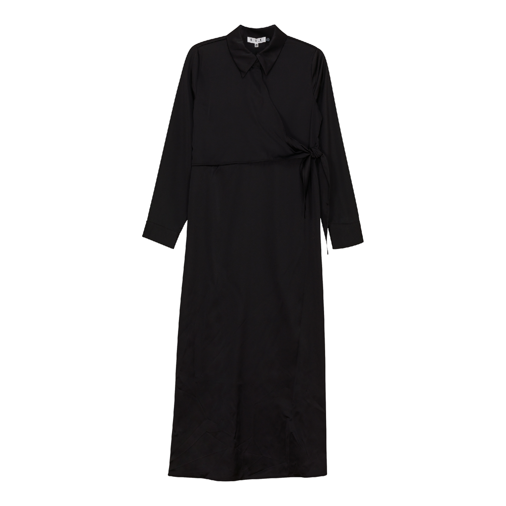 Satin Wrap Shirt Dress