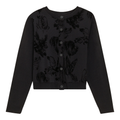 Cropped Flocked Velour Knit Cardigan