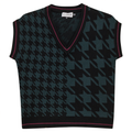 Houndstooth Contrast Knit Vest