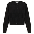 Checked Knit Cropped Cardigan
