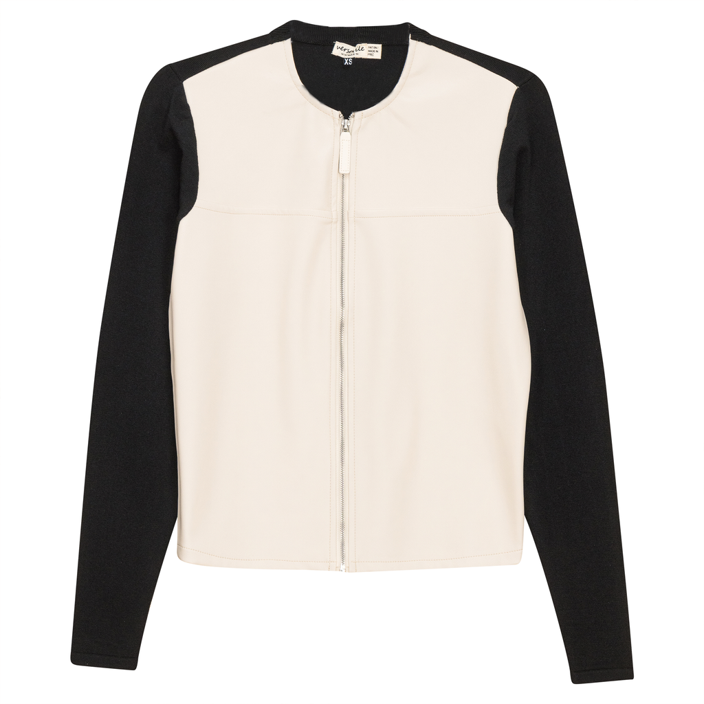 Leather Knit Combo Jacket