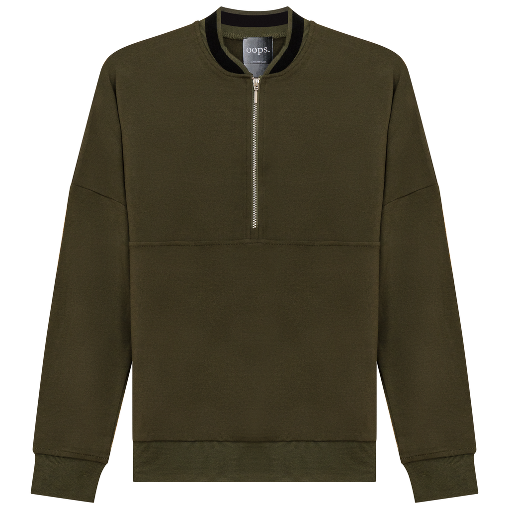 Zip Sweater with 2 Tone Neck