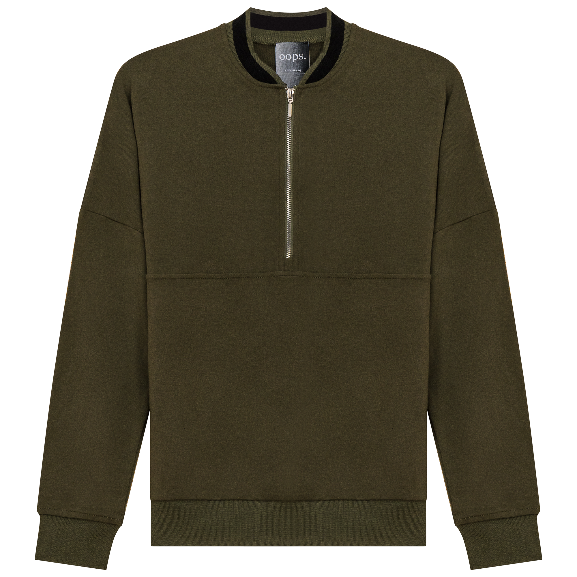 Zip Sweater with 2 Tone Neck