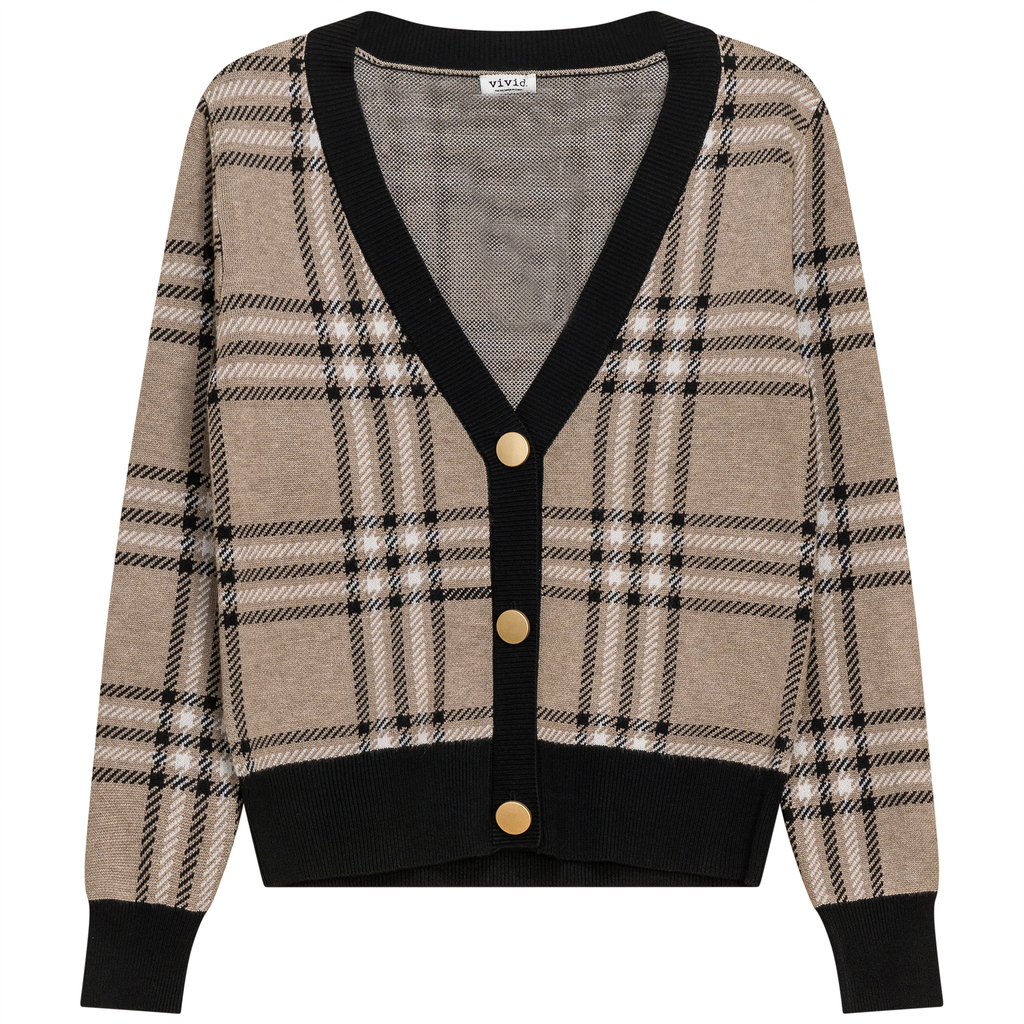 Plaid Knit Cardigan