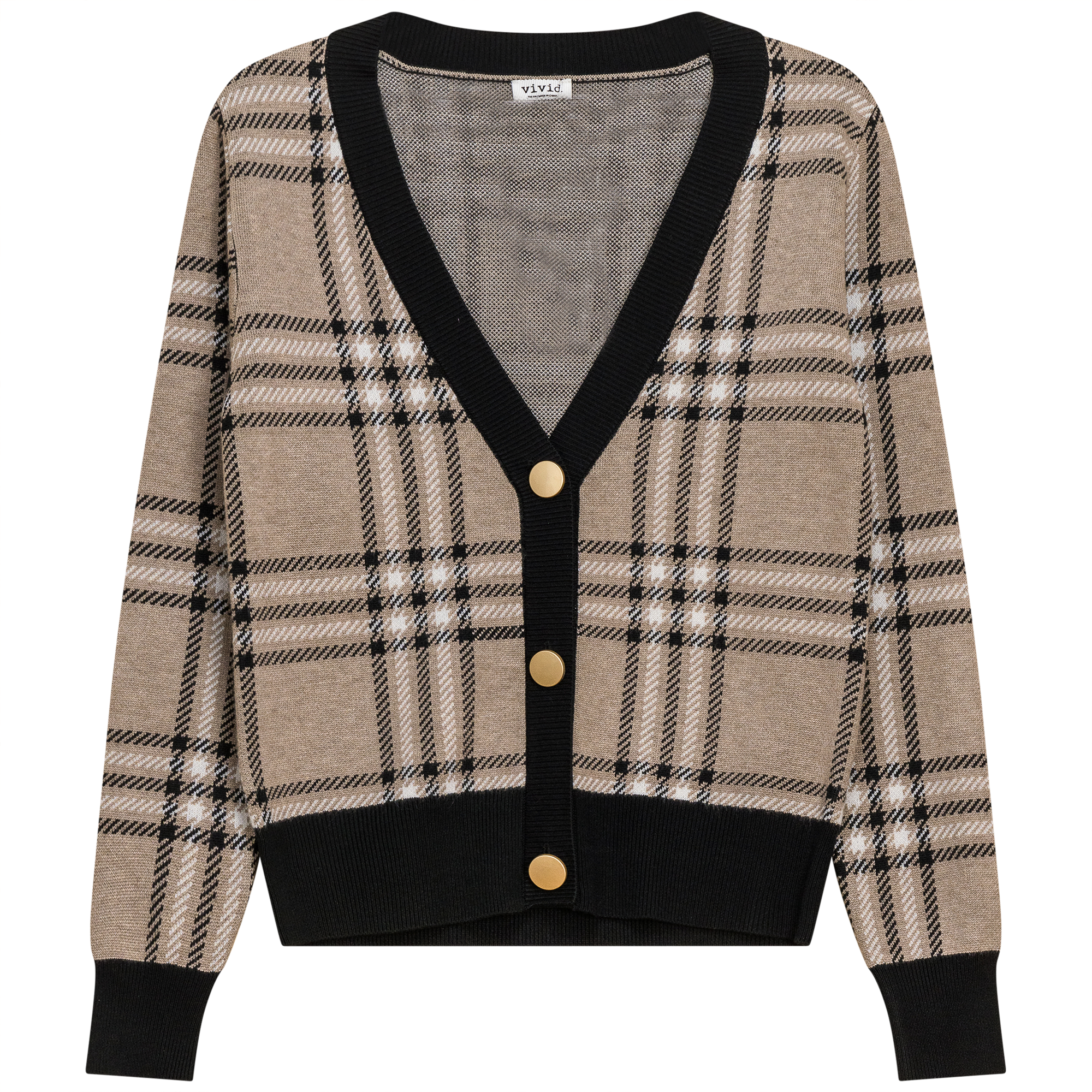 Plaid Knit Cardigan