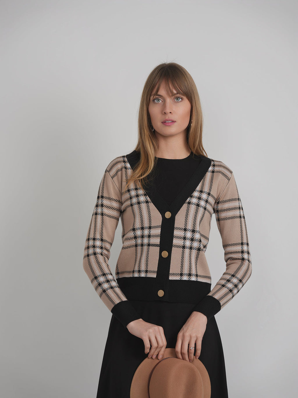 Plaid Knit Cardigan