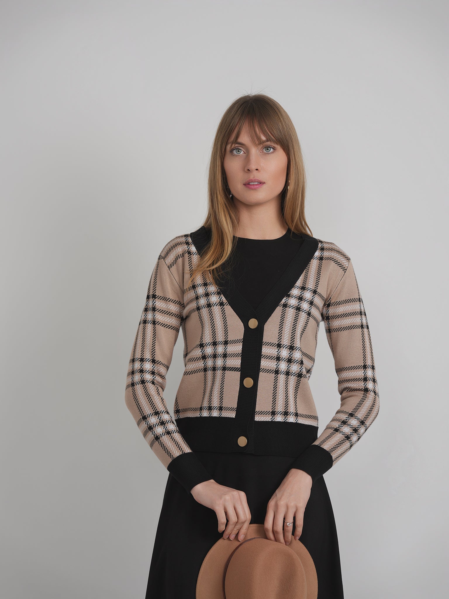 Plaid Knit Cardigan