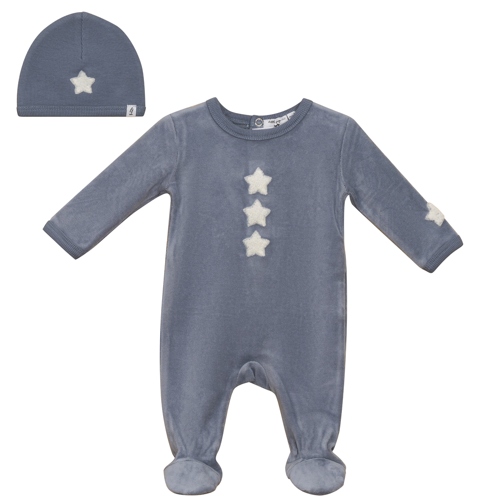 Velour Hook Stitch Onesie with Hat