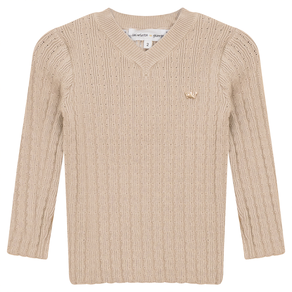 Textured Rib Knit V-Neck Sweater