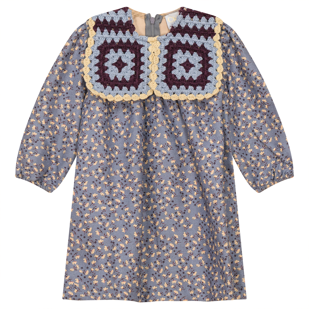 Woven Suede Flower Print Dress