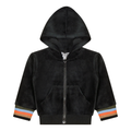 Stripe Trim Velour Cardigan