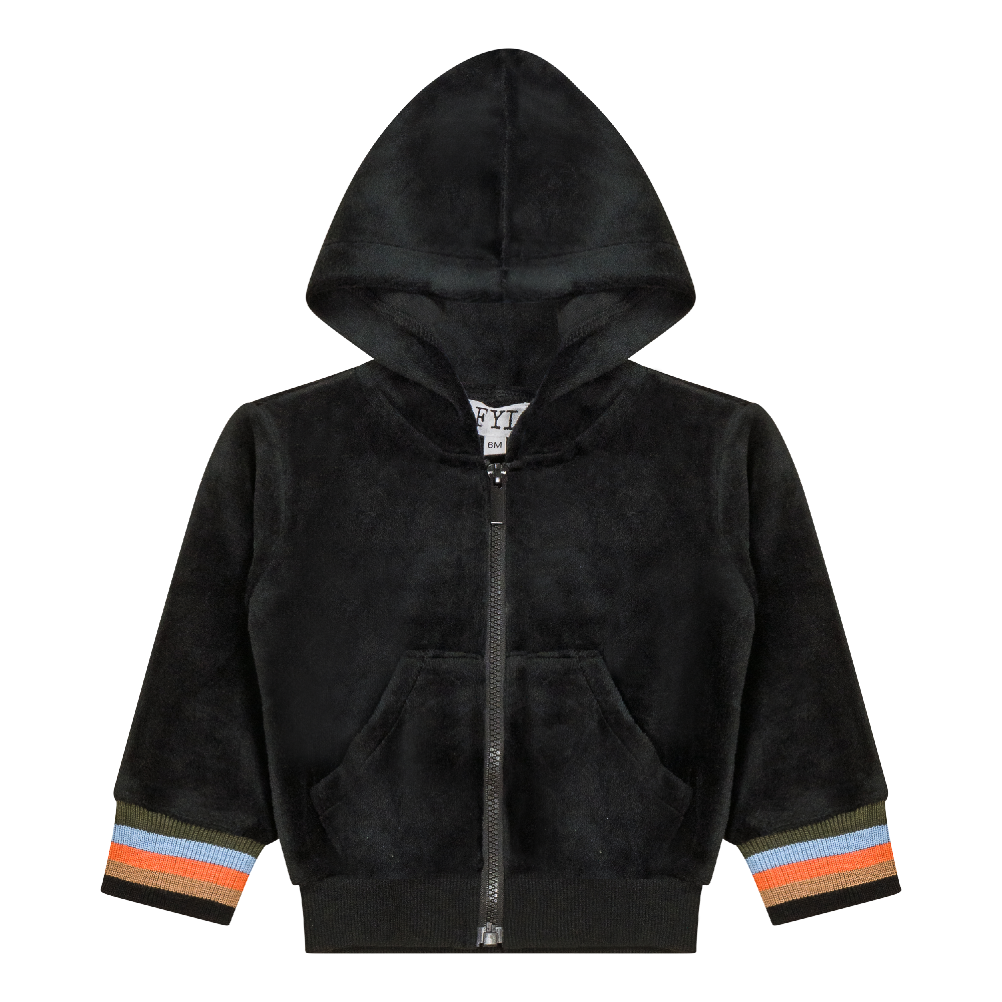 Stripe Trim Velour Cardigan