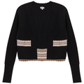 Striped Trim Crop Cardigan